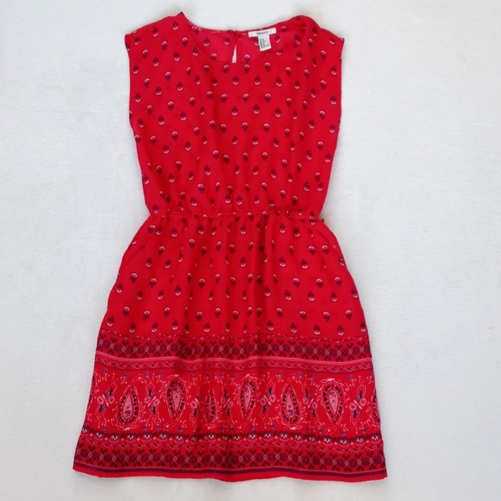 Forever 21 Women’s Red Paisley Dainty Summer Sleeveless Lined Mini Dress S
